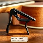 WINGO Pro Ukulele Capo for Soprano Concert Baritone, Black.