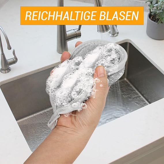 Dual-Sided Multi-Purpose Scrub Sponges for Kitchen,Non-Scratch Dishwashing | 15 Pack Reusable Microfiber & Metal Scrubber Dish Sponge, Along with Heavy Duty Scrubbing Power, Efficiently Cleaning Dishes