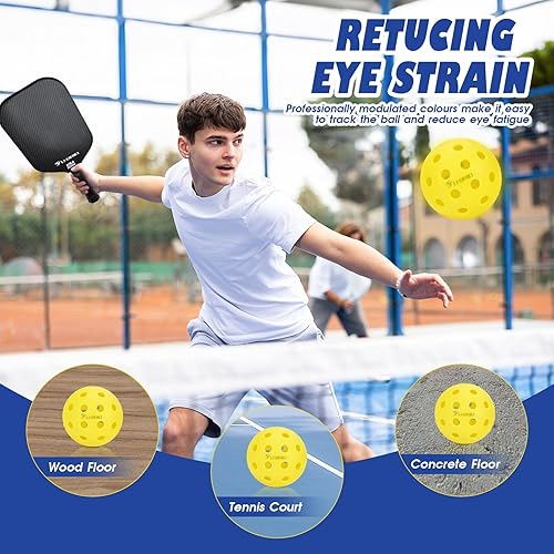Miniatura 9 de Paquete de 3/4/12 pelotas de pickleball para exteriores de grado profesional de 40 agujeros, probadas por jugadores con diseño resistente al viento
