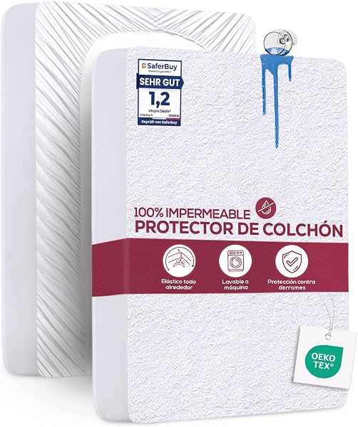 Utopia Bedding Waterproof Mattress Protector Double Bed 135 x 190 cm, Fits Up to 40 cm Deep Mattresses, Premium Terry Mattress Protector - 1