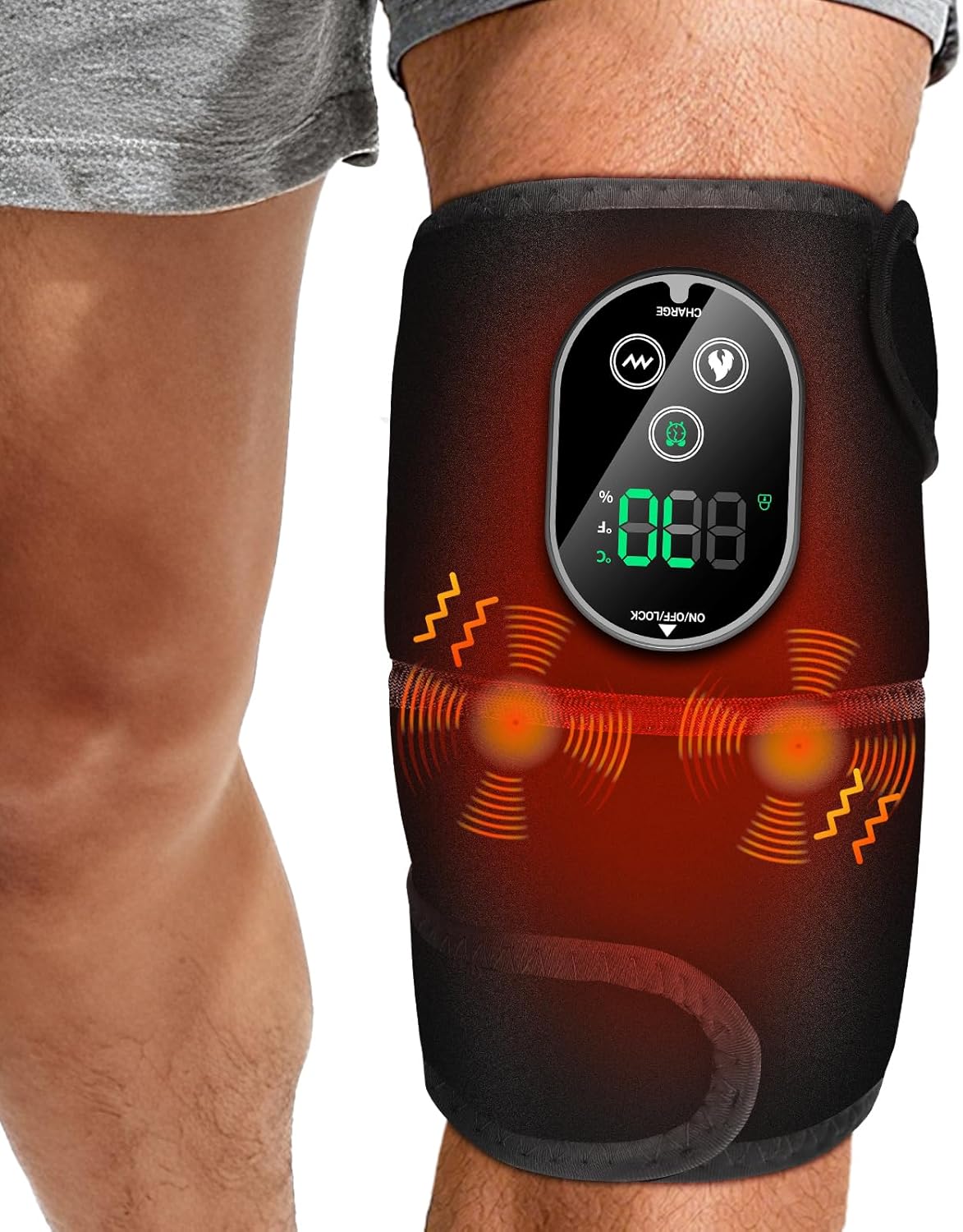 Cordless Knee Massager for Pain Relief, Knee Heating Pad for Knee Arthritis, Heating Pad for Knee Pain, 6 Heatings, 3 Vibrations, 3 Timers, Adjustable Strap for Shoulder, Elbow, Knee Black1