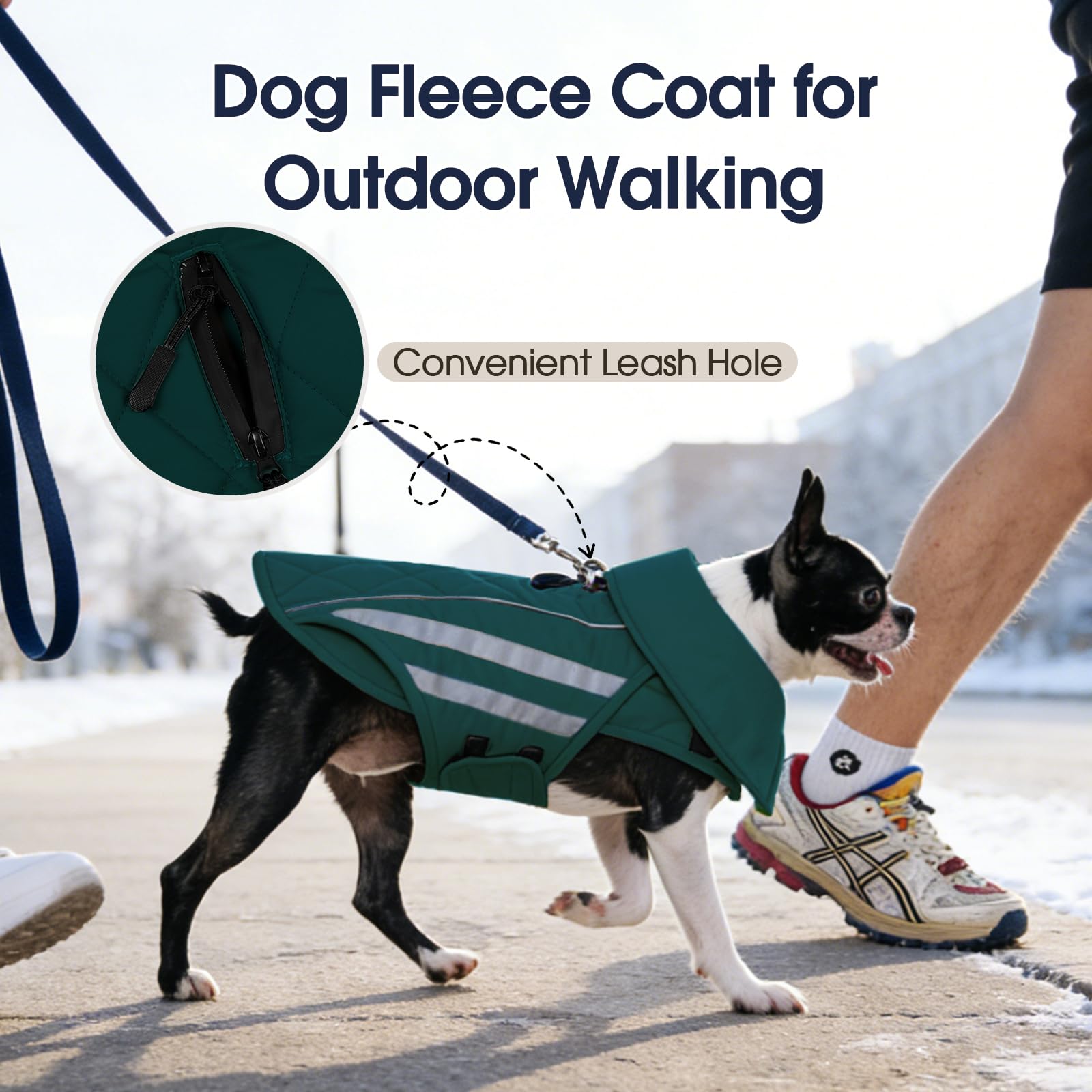 IECOii Cappotto invernale per cani, impermeabile, antivento e riflettente, regolabile e foderato in pile, giacca da neve per avventure all'aperto Pitbull, verde, taglia XL