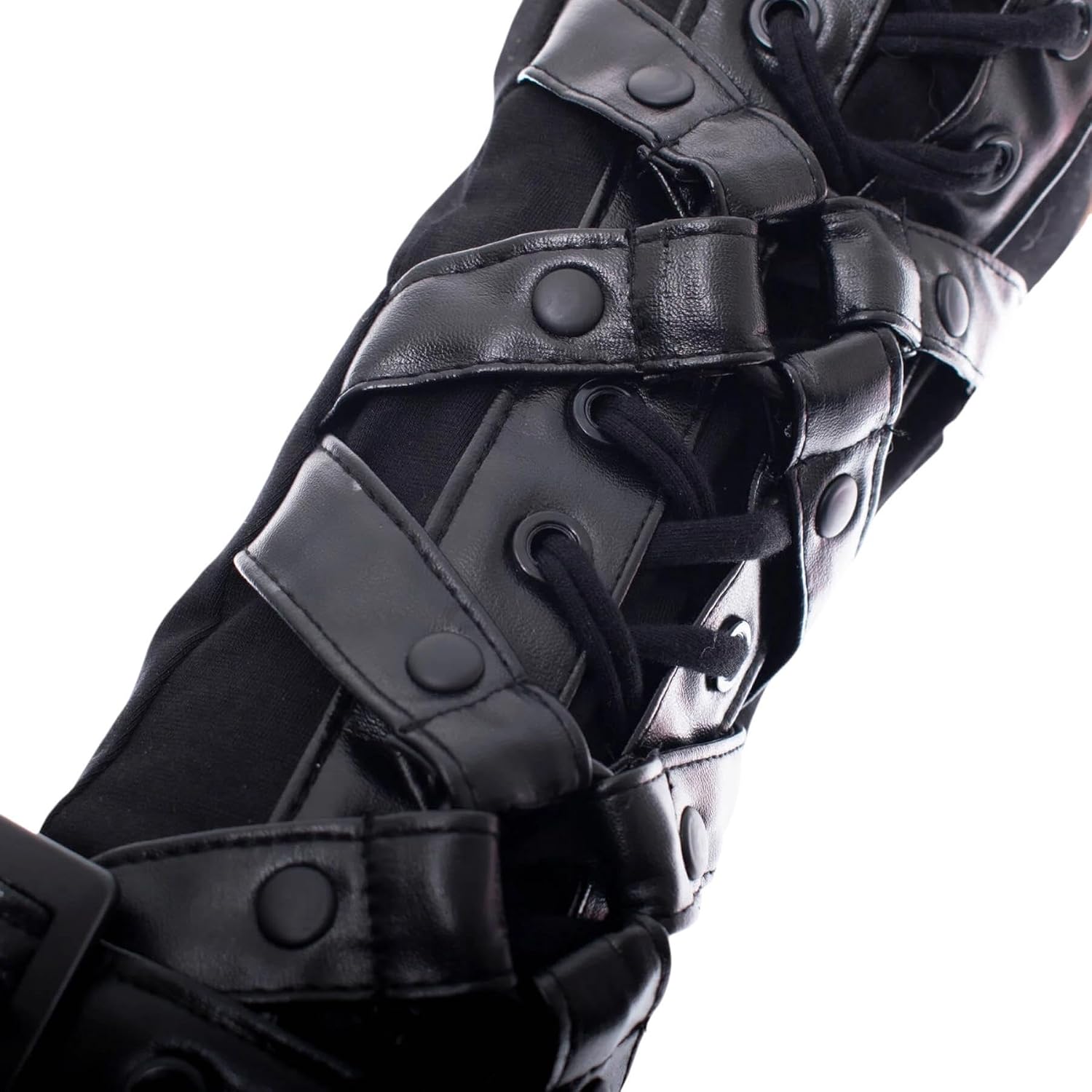 Poizen Industries Asher Armwarmers Black Lace-Up Buckle, Gothic Punk Alt Style