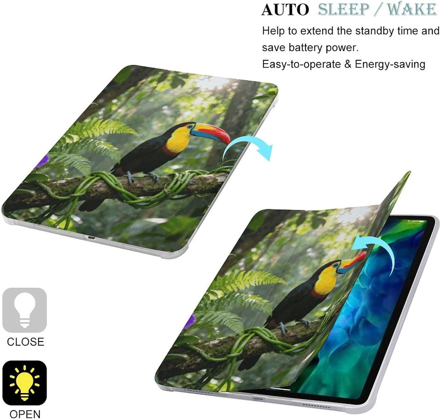Tropical Toucan 12.9 in Trifold for iPad Case with Pencil Holder image 3