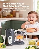 Vista 4 de GROWNSY - Licuadora para comida de bebé con canasta de vapor, procesador de alimentos de 1 paso, cocción automática, licúa/tritura/muele/esteriliza