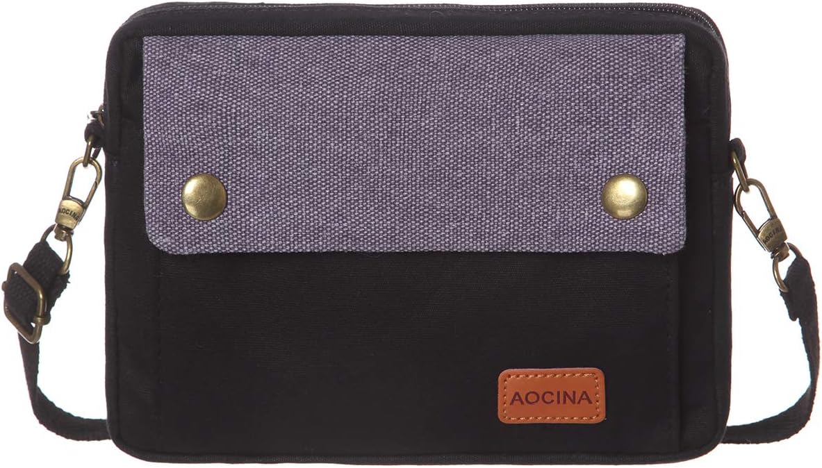 AOCINA Cell Phone Purse Wallet Canvas Bag Women Small Crossbody Pouch Purse Bags (B-Black)