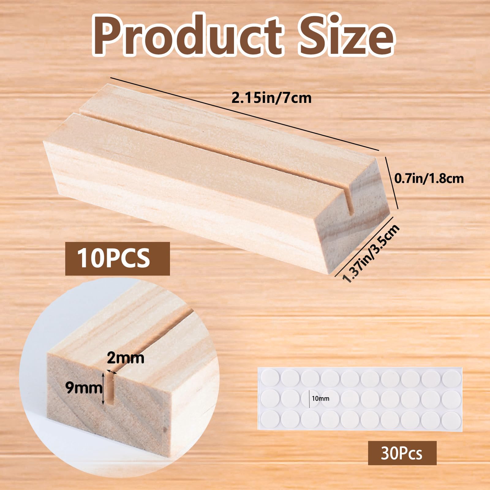 10 Porte-Cartes En Bois Naturel - Support Pour Menus, Photos, Cartes De Visite, Mariage Et Événements