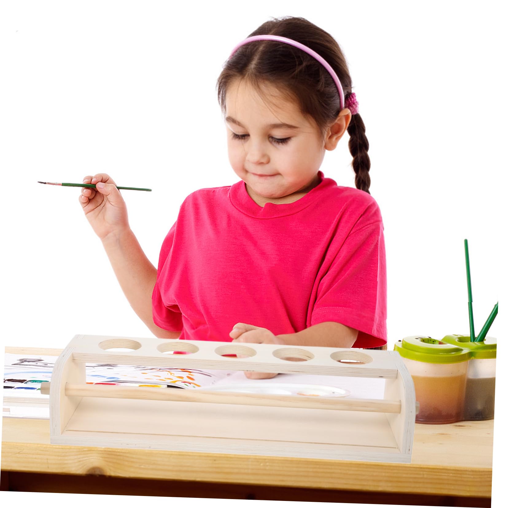 SHINEOFI Cavalletto da Tavolo in Legno Beige per Rotolo Ragazzo Ragazza | Disegno e Scrittura, Supporto Multifunzionale Salvaspazio, Accessorio per Attività Creative