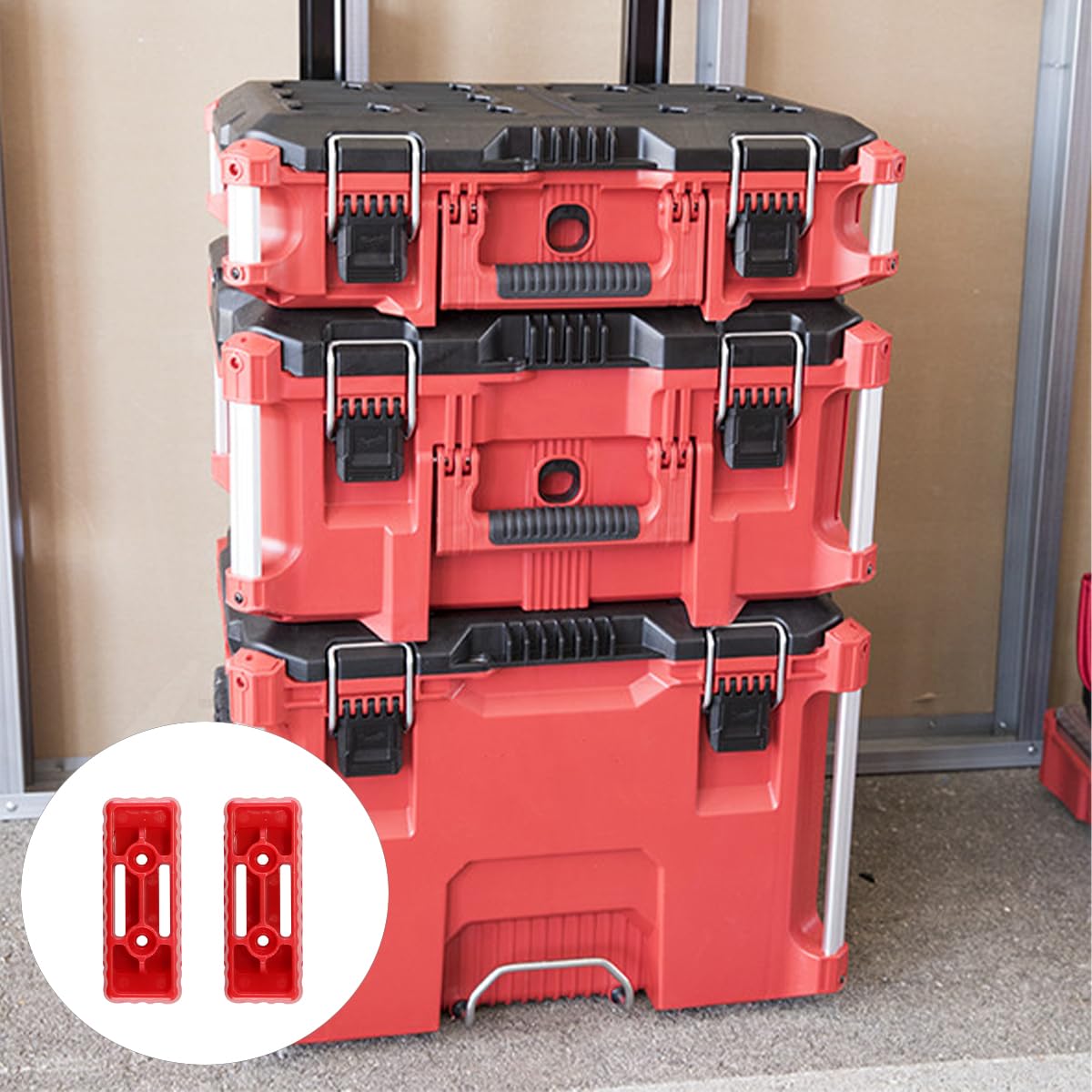 Pieds de fixation (rouges) - Fixation robuste pour boîte à outils - Assemblage sûr et stable - Compatible avec le système Packout - Lot de 10