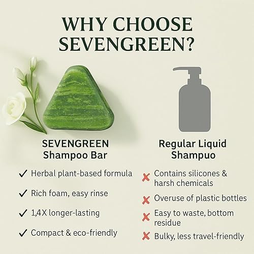 Miniatura 6 de Green Triangle - Barra de champú con hierba Usman - Barra de champú sólido de hoja de ciprés natural para el cuidado natural del cabello a base de