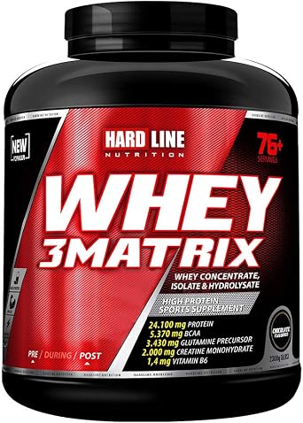 Hardline Nutrition Whey 3Matrix Protein Powder Chocolate Flavored, 2300 Gr