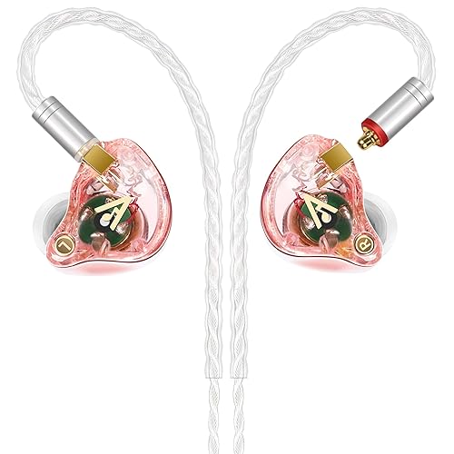 Vibes 202 Wired Earbuds - HiFi in Ear Monitor Headphones – Professional Noise Isolating Ear Buds - Clear Sound, Deep Bass & Comfort-Fit IEM Earphones - MMCX to 3.5mm, Silver Plated Cord, Carrying Case - 3.5mm - 4-Pink