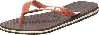 Brazil Logo, Iconic, Comfortable and Durable Flip Flops with Brazil Flag and Non-Slip Sole with Coloured Stripes, Unisex Adult, Dark Brown Ceramic, 33/34 EU