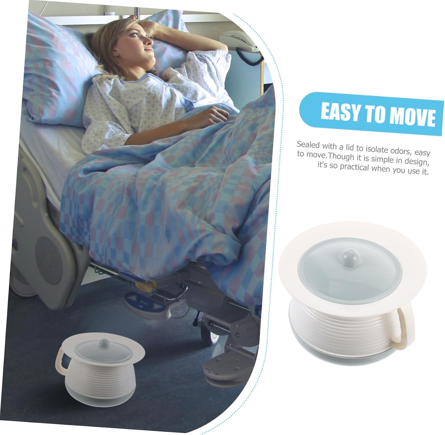 KOMBIUDA 1pc Chamber Pot with Lid Portable Bedpan for Adults and Boys and Girls Household Urine Container with Handle Easy to Carry Spittoon Design for Bedside Use