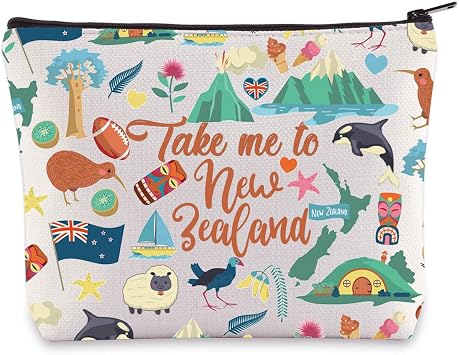 WZMPA New Zealand Travel Cosmetic Bag New Zealand هدايا تذكارية خذني إلى New Zealand Zipper Pouch Bag نيوزيلندا البضائع إلى نيوزيلندا