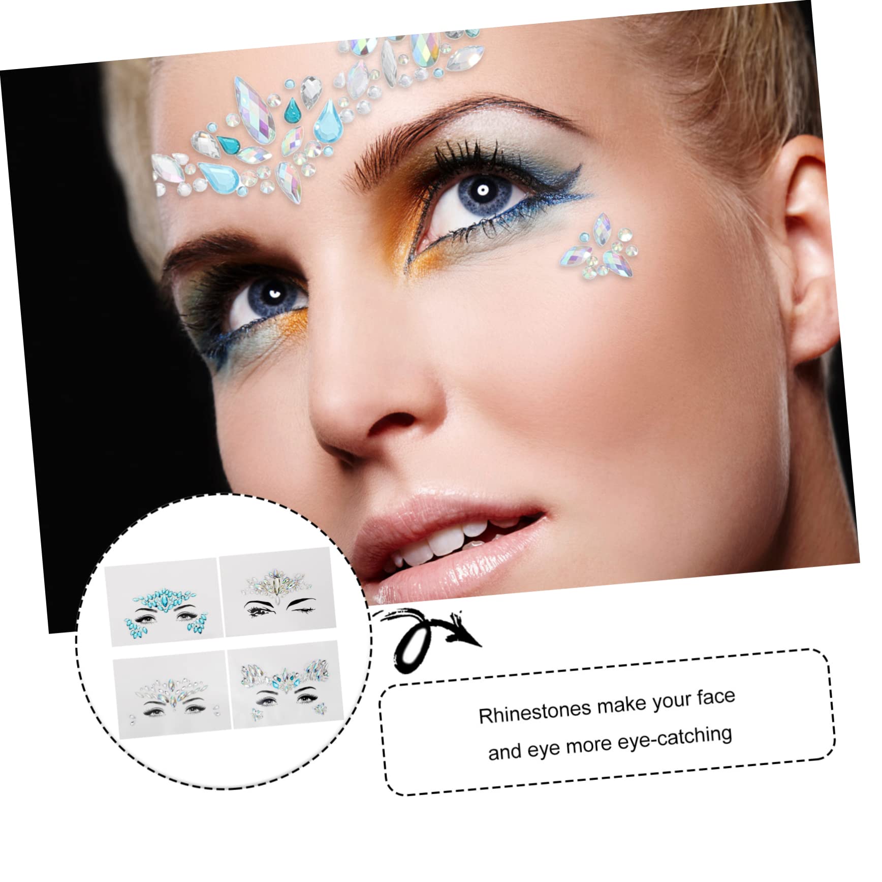 Healvian 12pezzi Adesivi Brillanti Per Viso Gemme Di Cristallo Temporanee Per Trucco Perfetti Per Feste Eventi e Occasioni Speciali