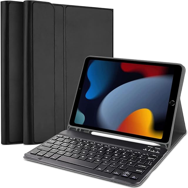 Keyboard Case for iPad 10.2" 9th 8th 7th Generation, with Detachable Bluetooth Keyboard and Pencil Holder, for iPad 10.2 Inch/iPad Air 10.5"(3rd Gen)/iPad Pro 10.5 inch, Auto Sleep/Wake Function