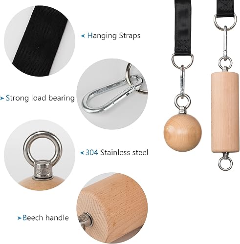 Miniatura 6 de Agarres y bolas de madera, juego de entrenamiento de escalada atómica en roca, entrenador de fuerza de agarre, asas y cuerda para carrera de Traje XL