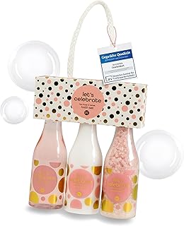 accentra - Let's celebrate Women's Gift Set in Plastic Champagne Bottle - Bath & Shower Set with Tea Rose & Velvet Includi...