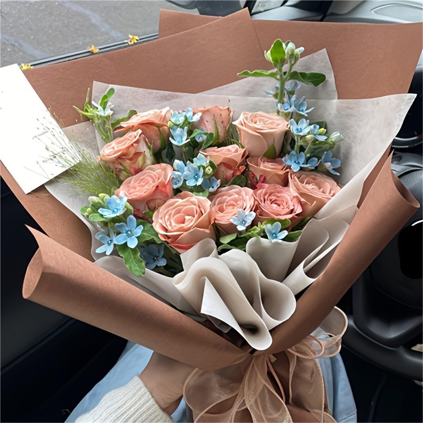 Rotolo di carta da imballaggio, con fiori per Carta Alimentare | Decorazioni for feste di matrimonio Artigianali Fiori fai da te Scrapbook Packaging Carta origami(Pure White)