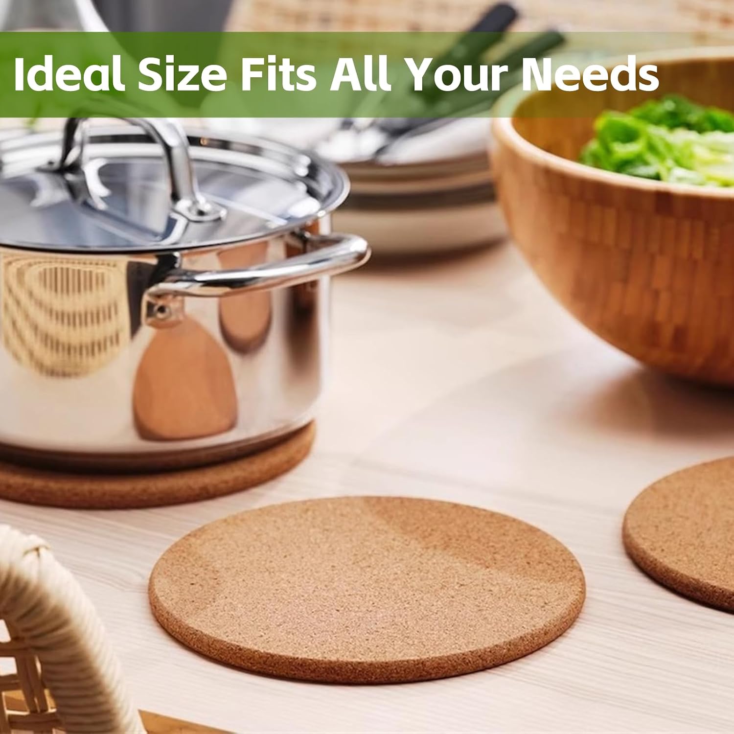 KITWILD High Density 8 Inch Thick Cork Trivets, 4 Pcs