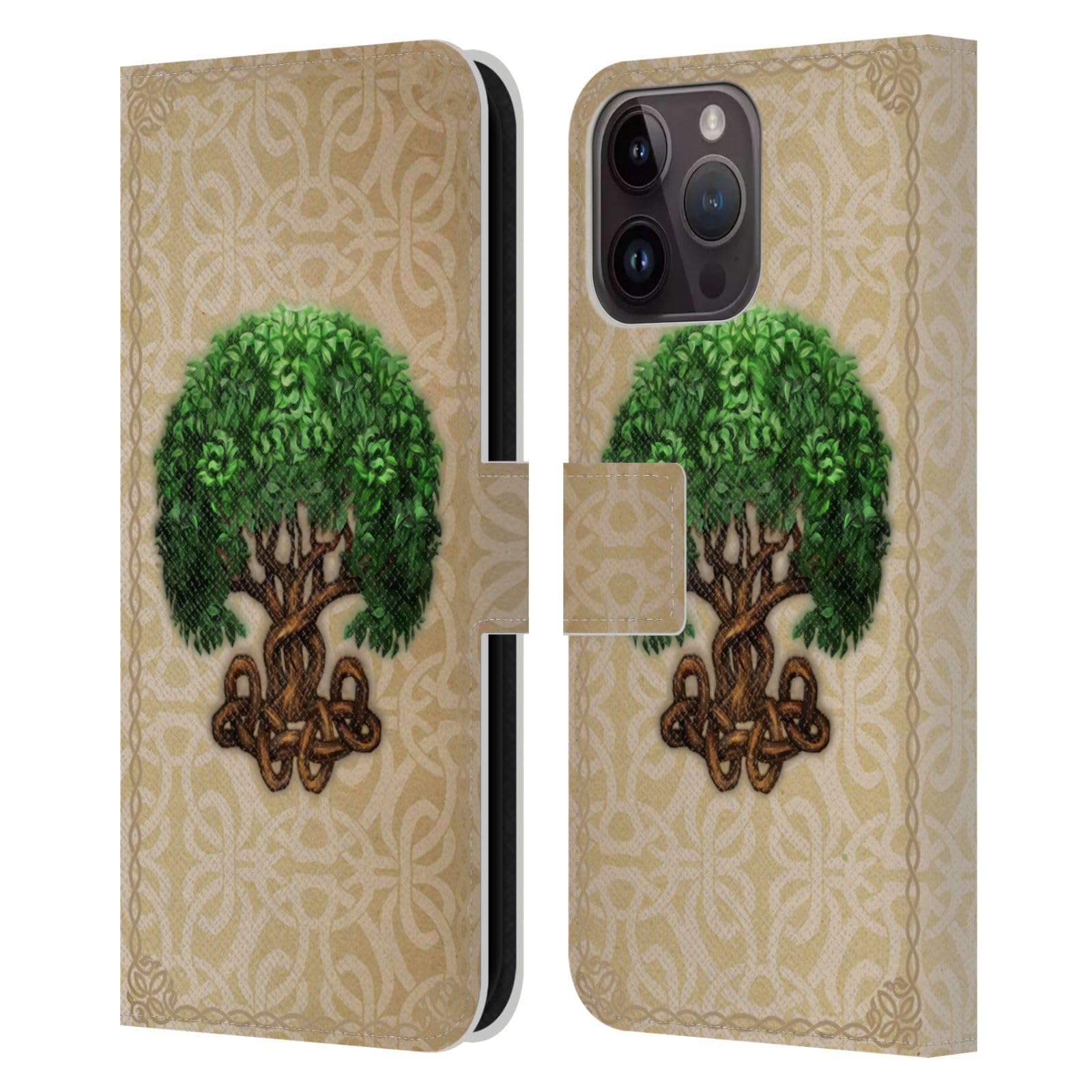 Funda iPhone 15 Pro Max de cuero con grabado artístico Brigid Ashwood 7