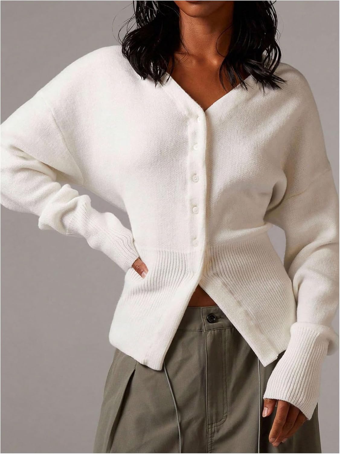 Verdusa Women's Button Up Cardigan Cozy Sweaters Cinched Waist Tops Fall Winter Clothes - Image 4