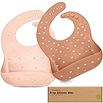 KeaBabies 2-Pack Silicone Baby Bibs for Eating - Sturdy Food-Grade Silicone Bibs for Babies Girl, Boy, Large Food Catcher, Clean & Put On Easily, Waterproof Toddler Feeding Essentials (Butterflies)