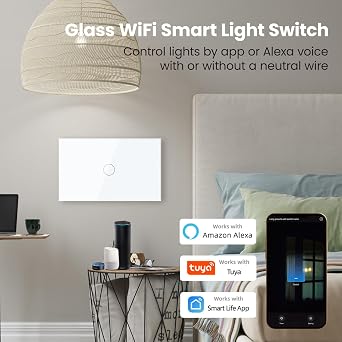 Smart Switch Neutral Wire Optional,APP Control,White 1 Button