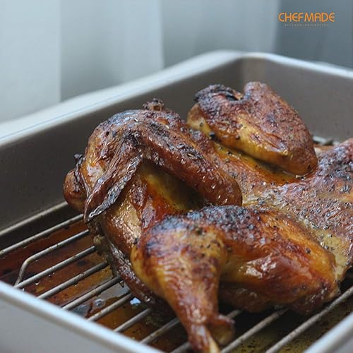 Miniatura 6 de CHEFMADE Roasting Pan with Rack, 13-Inch Non-Stick Rectangular Deep Dish Oven-BBQ Bakeware for Oven Baking 9" x 13" x 2.4" (Champagne Gold)