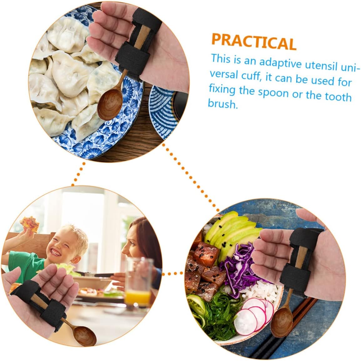 2Pcs Utensil Holder Cuff Fixing Strap for Adaptive Eating Aid for Elderly and Disabled Compact and Eating Assistance