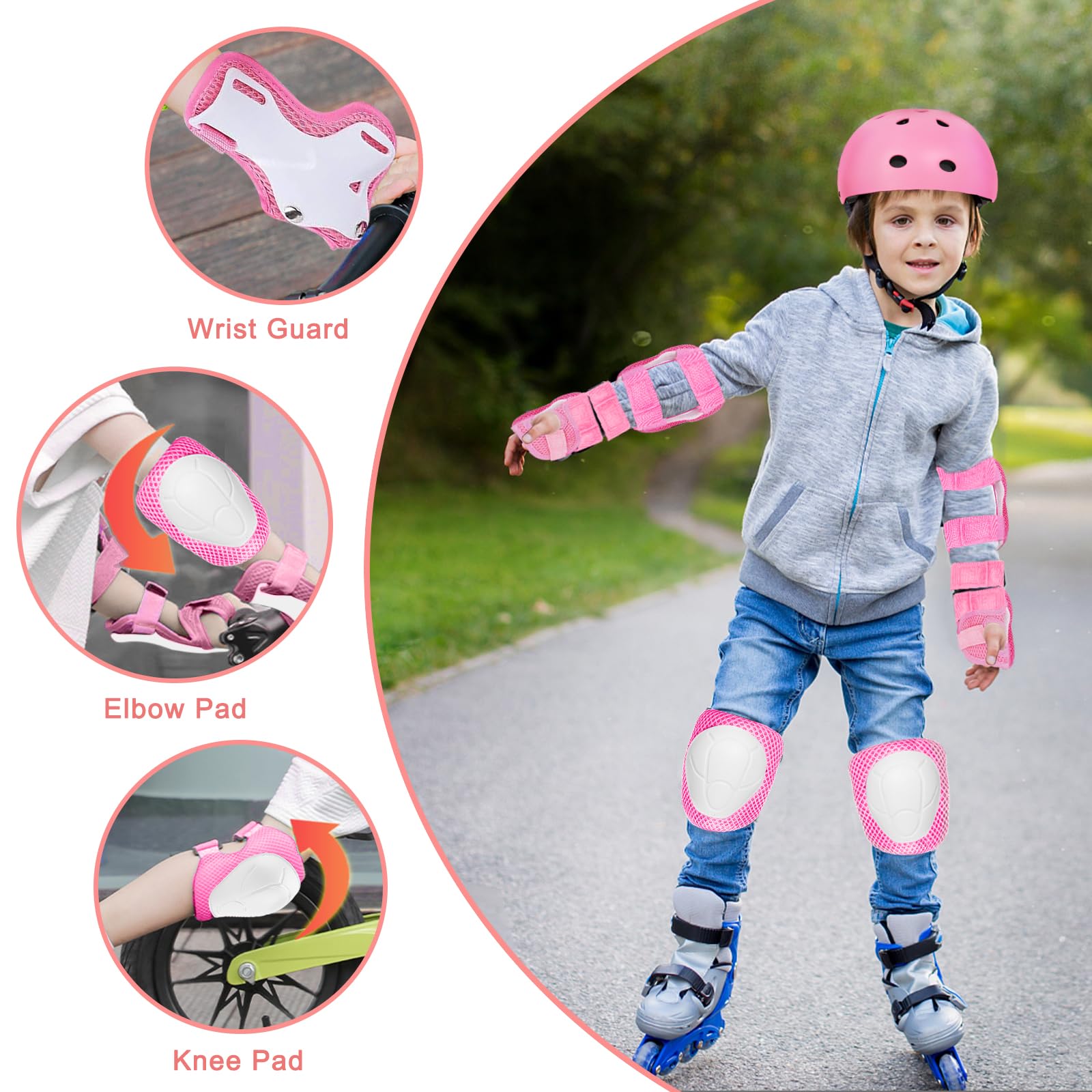 Kit de Protection pour Patins à roulettes 6 Pièces Genouillères Coudières Protège-Poignets Réglables Trottinette Vélo