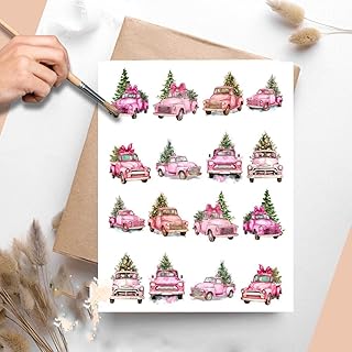 1 PC Decoupage Rice Paper, Beautiful Vintage Pink Christmas Truck Decorative, Perfect for Scrapbooking, Journaling, Christmas Ornaments, Seashells, Candles, Decoupage Paper US Letter Size 8.5x11"
