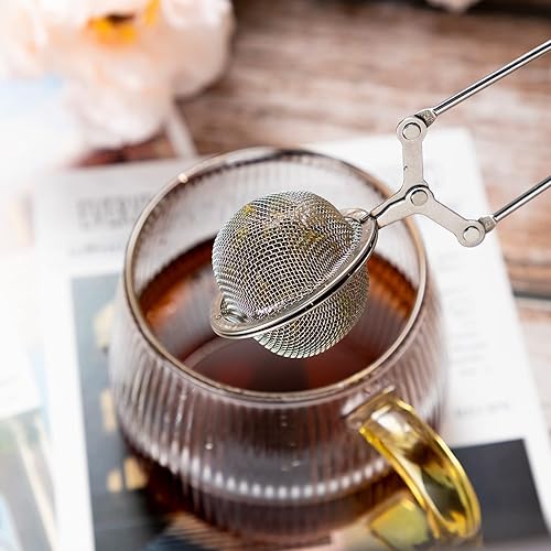 Miniatura 6 de Yinder 36 unidades de infusor de té a presión coladores más empinados para soporte de filtro de té suelto, pinzas y pinzas de metal más empinado,