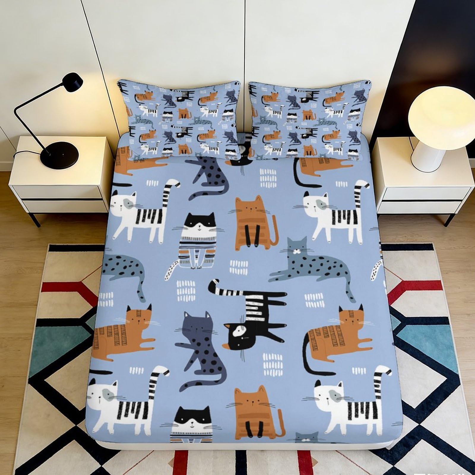 3D Printed Elephant Fitted Sheet Microfiber Bedroom Bedding Deep Pocket Non-Slip Full Wrap Elephant Mattress Fitted Cover Washable 200x200x25cm