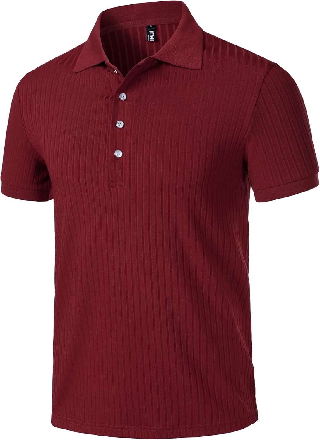 JEMITOP Men's Stretch Knit Slim Fit Polo Shirts Casual Short Sleeve Ribbed Collar Muscle Golf Shirt - Image 5