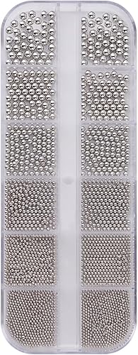 Miniatura 10 de Mini cuentas pequeñas de acero inoxidable de 0.024 in, 6 tamaños, decoración artística, pistola, gris, oro rosa, caviar, herramienta de bricolaje,