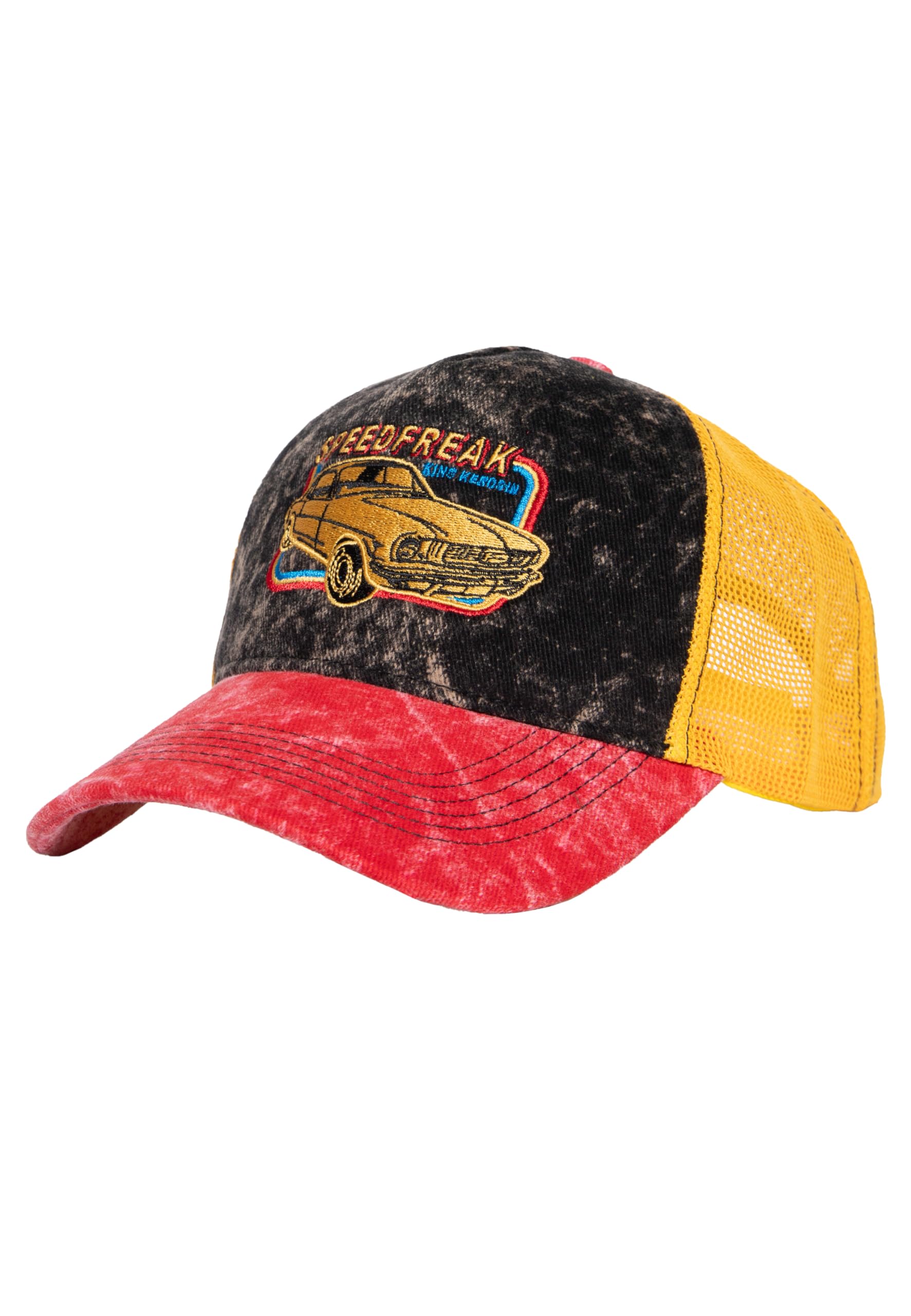 King Kerosin Men's Black-Red Speedfreak Vintage Trucker Capkerosin Baseball Cap (One Size - )