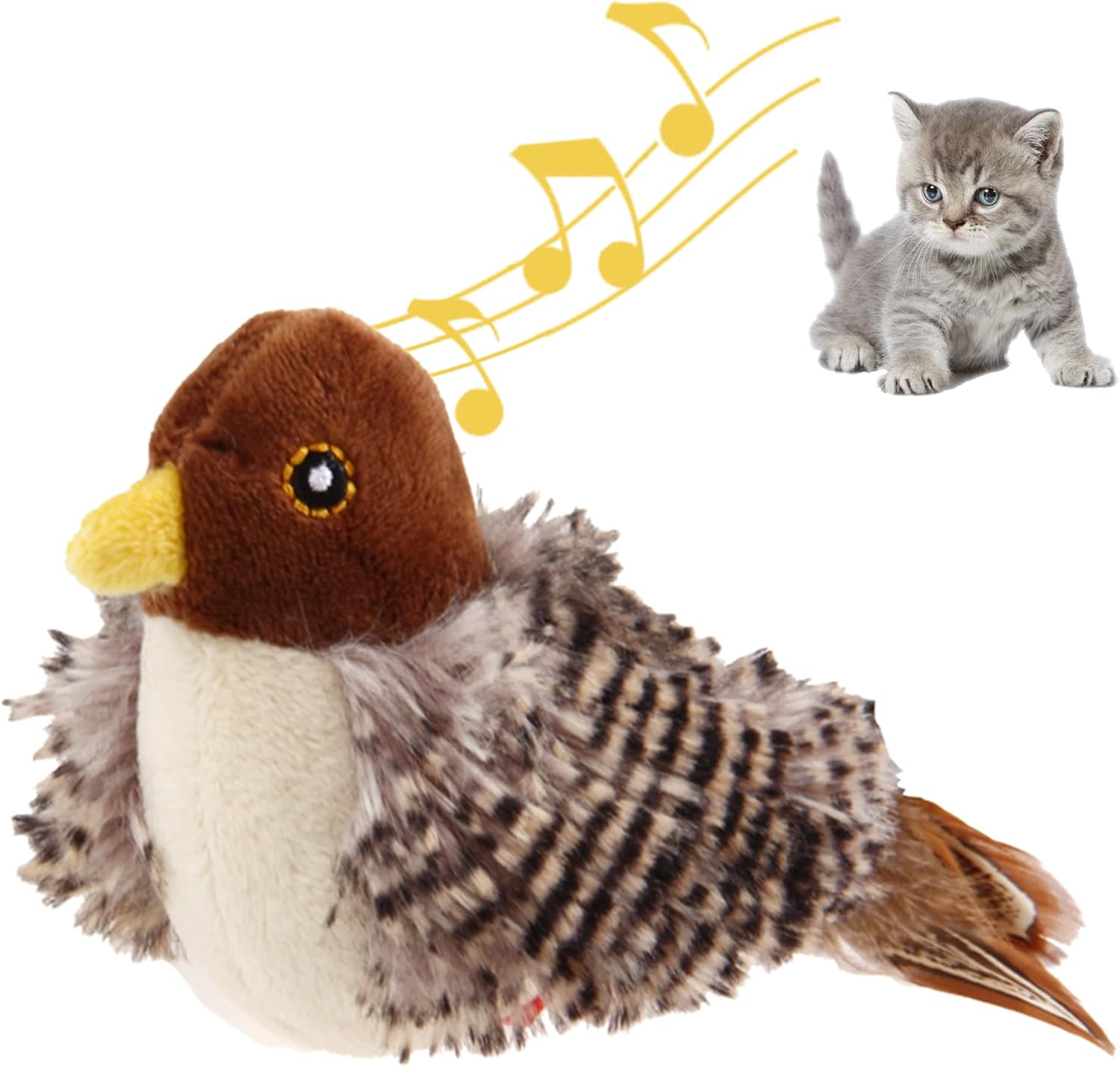 GiGwi Chirping Bird Cat Toy, Interactive Cat Squeak Toy Melody Chaser