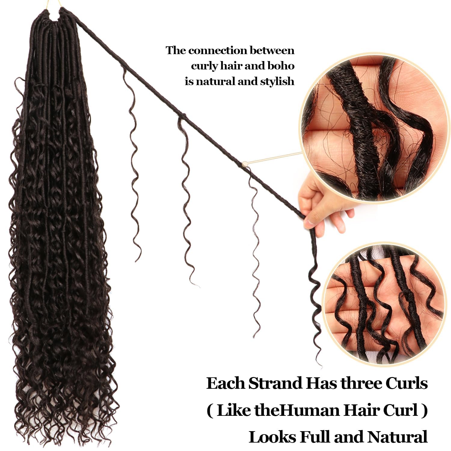 Faux Locs Crochet Hair-Soft Locs Crochet Braids Hair Extensions Goddess Braids Extensions Hair (#2, 24Inch (Pack of 8)) - Image 4