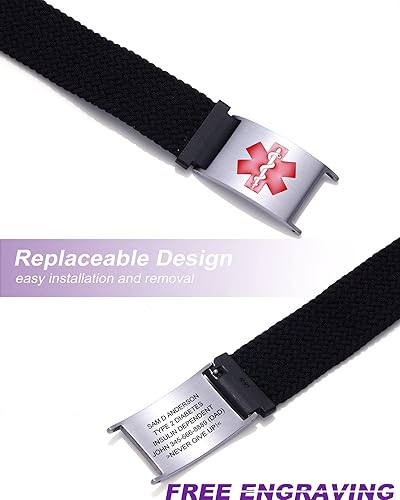 Miniatura 6 de Pulseras deportivas personalizadas de alerta médica para mujeres y hombres  Pulseras de identificación médica personalizadas con grabado gratuito