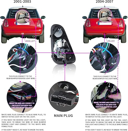 Vista 7 de Archaic Conjunto de luces traseras compatible con Mini Cooper R50 R52 R53 2001-2007, Union Jack - Lámparas traseras para Mini Cooper Rojo