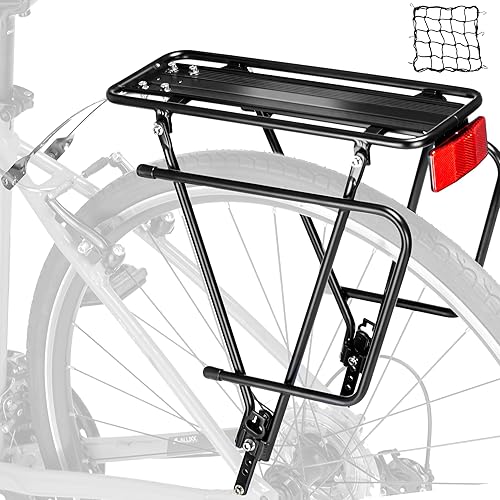 Portabicicletas trasero, portabicicletas con reflector y red de carga, altura ajustable de 26 a 29 pulgadas y 700 c con freno sin disco, BCR04