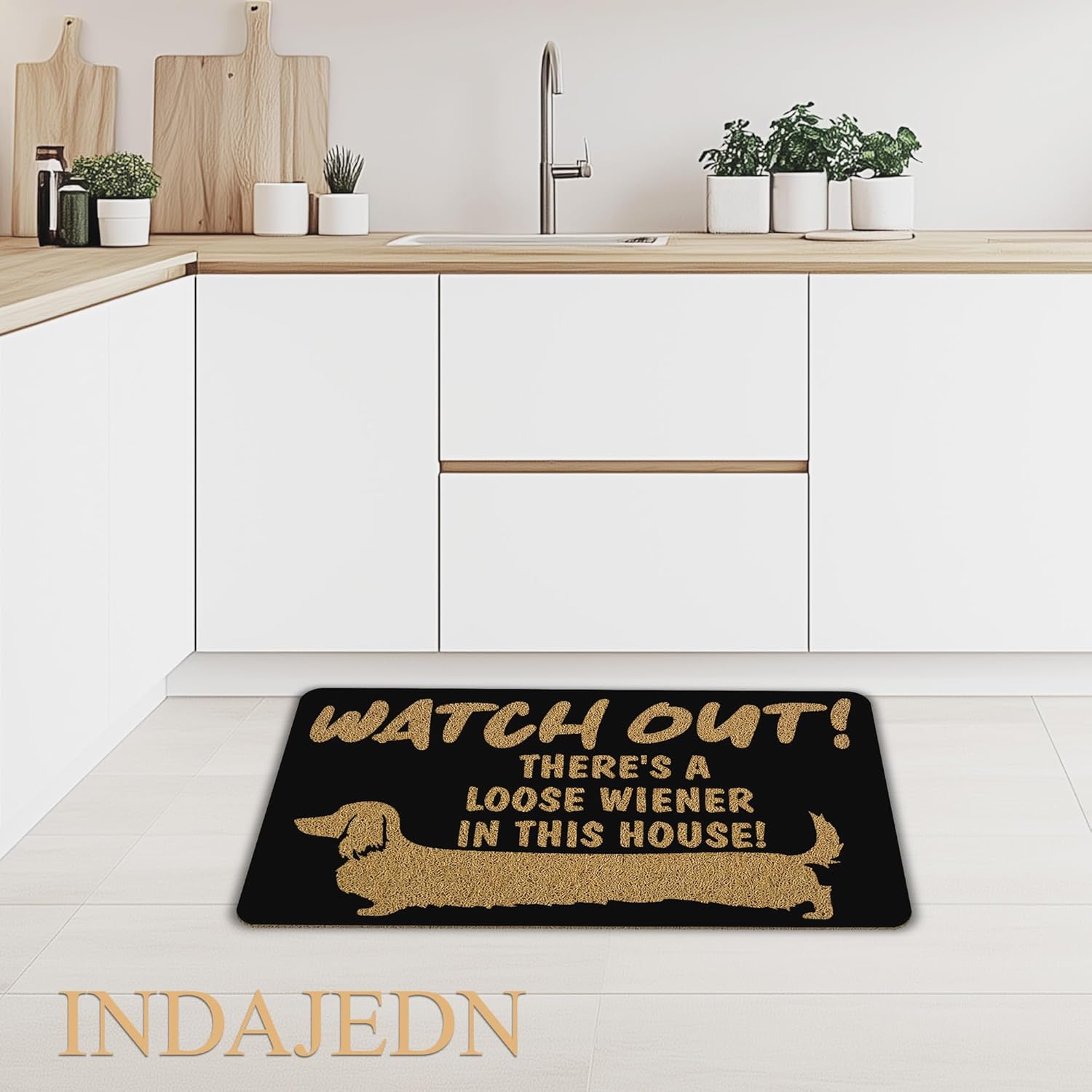Funny Dachshund Door Mat Doormat, Dachshund Lover Gifts, There's a Loose Wiener Dog in This House Welcome Mats for Front Door Porch Outside Inside Outdoor Indoor Entrance Entryway, 17x29 Inch