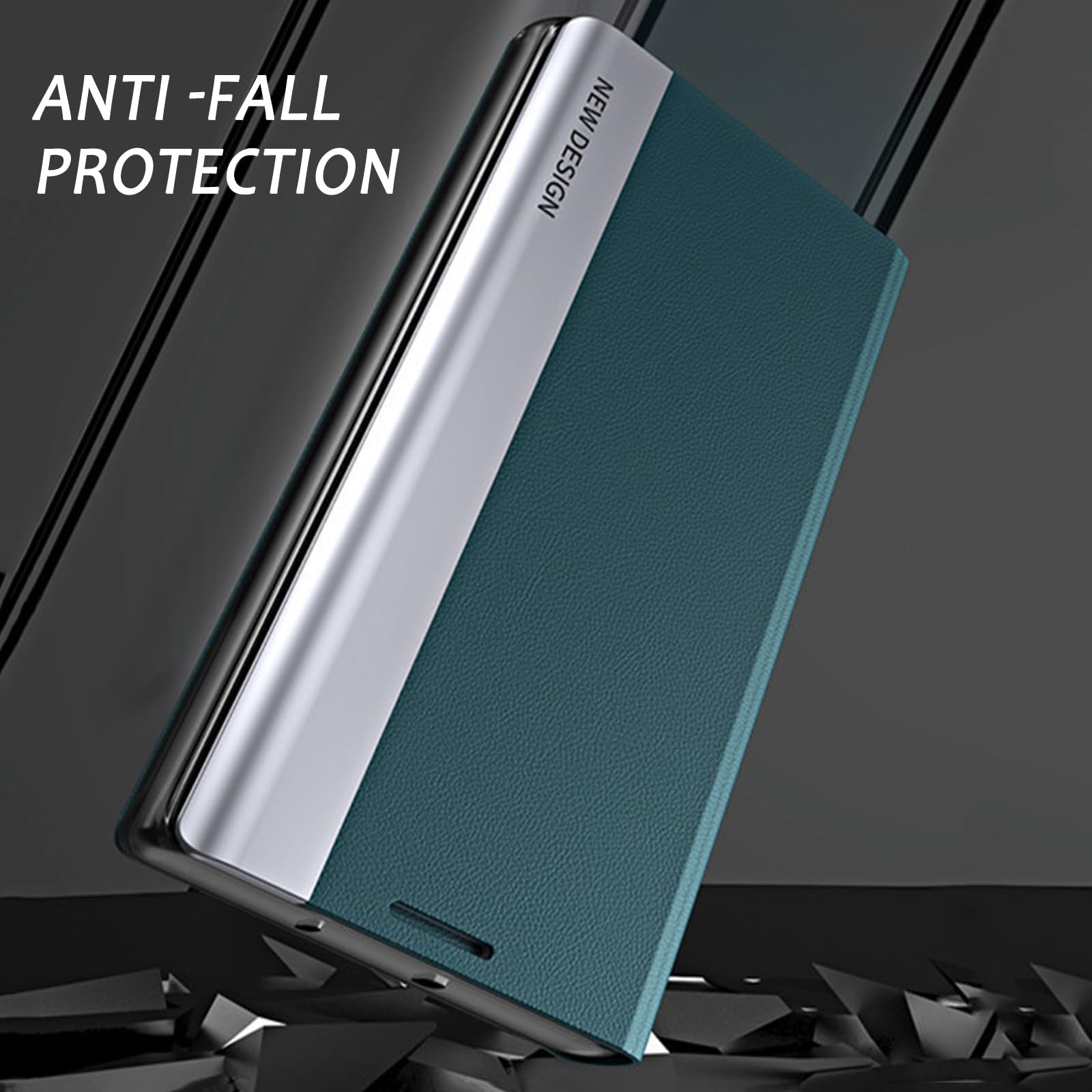 Klapphülle für Samsung Galaxy S25 Ultra/S25 Plus/S25, Dünne Galvanik Leder Handyhülle mit Standfunktion Magnetverschluss Schutzhülle,Grün,S25 Plus