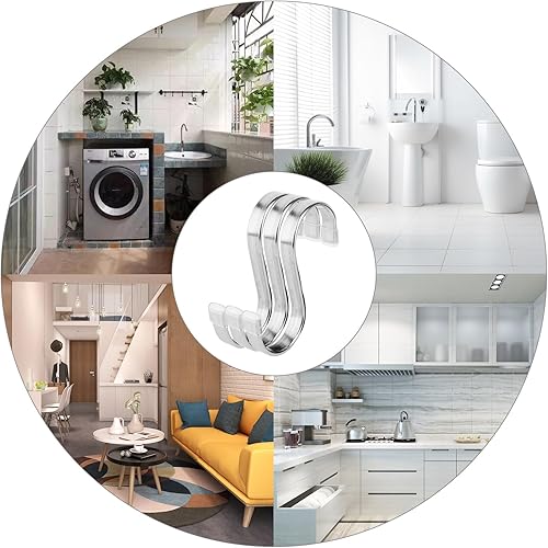 Miniatura 5 de Paquete de 10 ganchos planos en S Ganchos en S de acero inoxidable resistentes de 3 pulgadas para colgar ollas, sartenes, plantas, tazas de café,