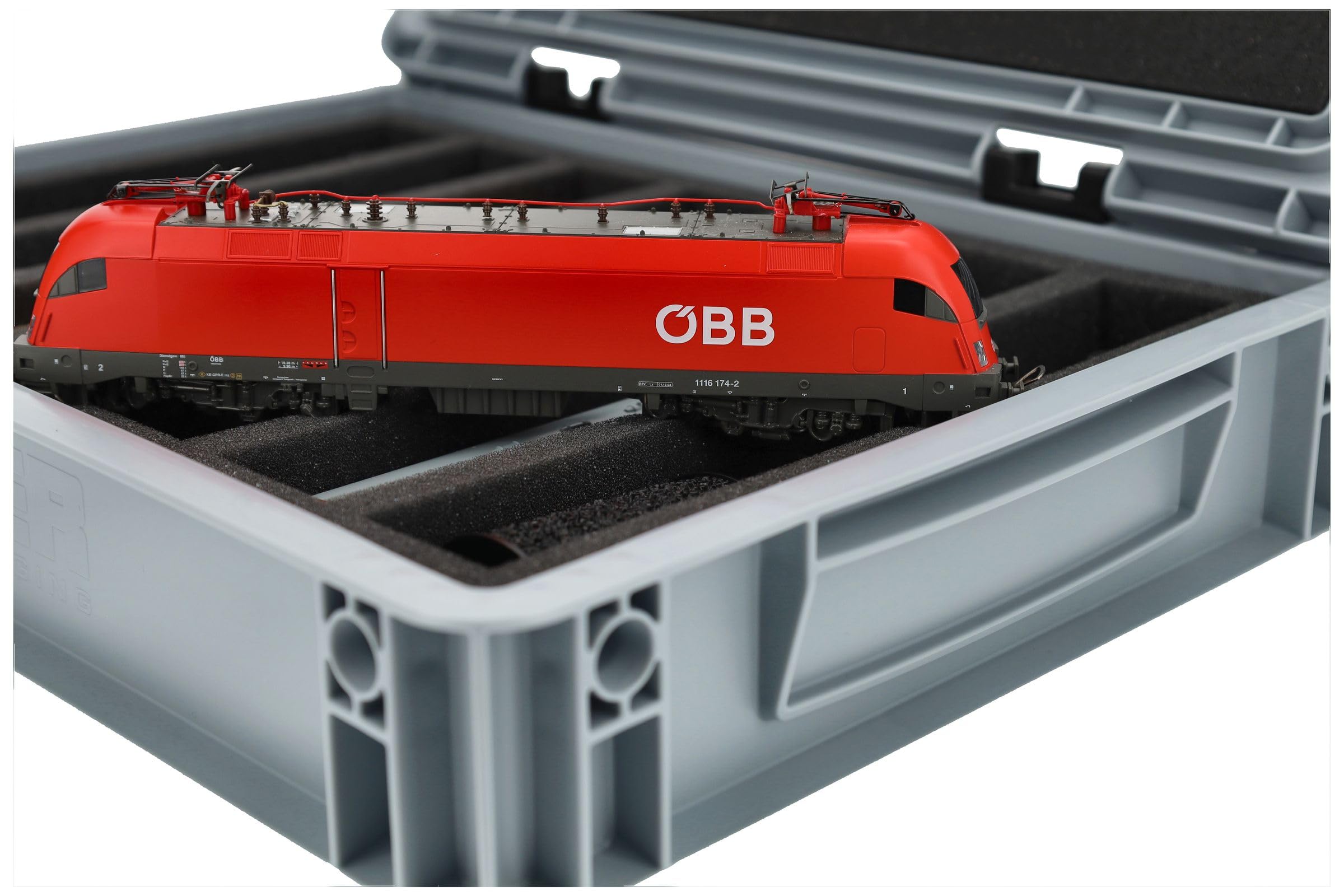 Feldherr Eurobox 40 x 30 cm Set für Modelleisenbahnen - Spur H0-7 Fächer - Schaumstoffeinlage für stehende Aufbewahrung - kompakte Transportlösung für Loks und Waggons