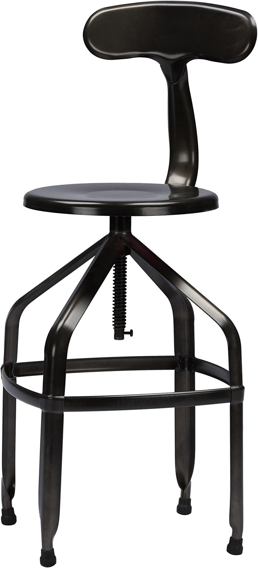 Baxton Studio Architect's Industrial Bar Stool with Backrest, Antiqued Copper