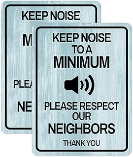 Portrait Round Plus Keep Noise To A Minimum Please Respect Our Neighbors Thank You Wall or Door Sign | Public Notice Signs - Large (2 Pack)