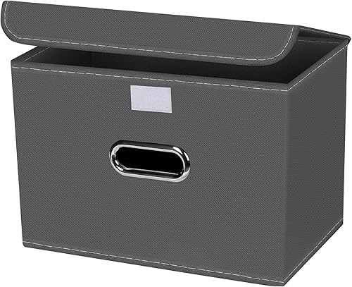 Miniatura 20 de Paquete de 1 Contenedores de Almacenamiento Plegables Grandes con Tapas, Cubos Organizadores de Almacenamiento de Tela para Estantes, Armario,